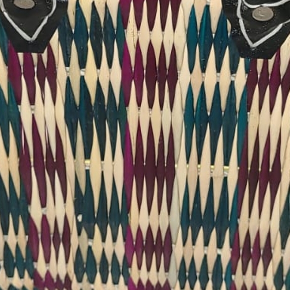 NEW - Hand Woven Bag, Purple, Green and tan - Picture 2 of 4